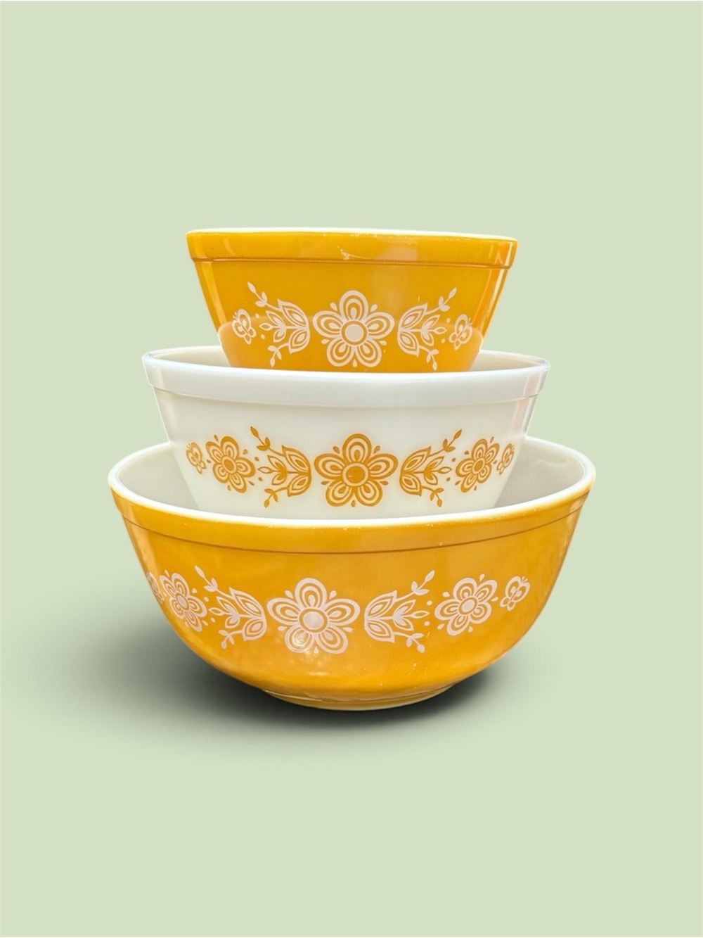 Vintage Pyrex Butterfly Gold Mixing Bowls Set of 3 401 402 403 1970s USA